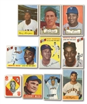 N.Y. GIANTS CARD LOT OF (10) 1948-55 LEAF, TOPPS & BOWMAN INCL. JOHNNY MIZE, MONTE IRVIN, ETC.